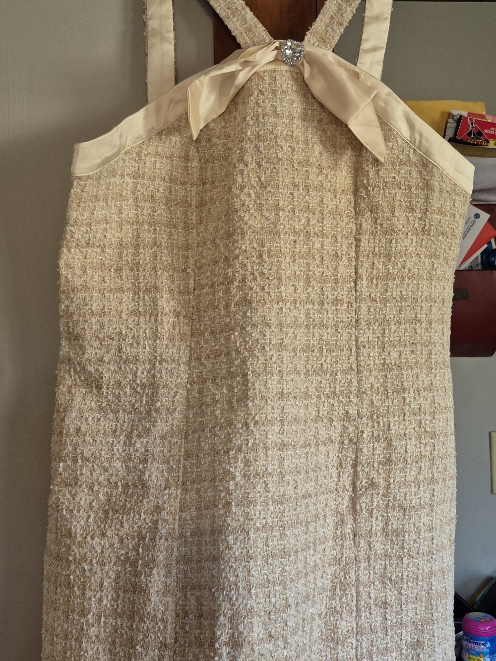 Cider Cream Tweed Mini Dress with Bow